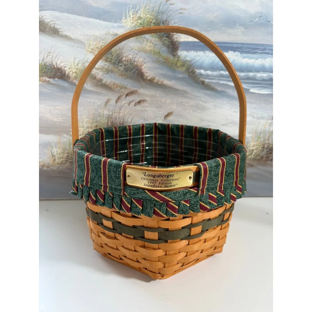 Longaberger Christmas Collection 1997 Edition Snowflake Basket Hexagon Liner